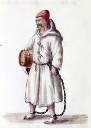 Galerian kabel. 17 - 1700-talet. Akvarellteckning och tusch från manuskriptet "Venitianernas seder"" av Jan van Grevenbroek (eller Giovanni Grevenbroich (Grevenbroich) (1731-1807)