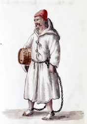 Galerian från 1600-1700-talet. Akvarellteckning och tusch från manuskriptet "Venitianernas seder"" av Jan van Grevenbroek (eller Giovanni Grevenbroich (Grevenbroich) (1731-1807)