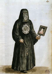 Robes of the Guardians of the lay-guild of St. Fantino i Venedig (penna & bläck och wc på papper)