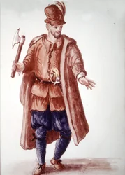Scapolo di galéa: Betald roddare på galärerna på 1700-talet. Akvarellteckning och tusch från manuskriptet "Venitianernas seder"" av Jan van Grevenbroeck (eller Giovanni Grevembroch (Grevenbroch) (1731-1807)