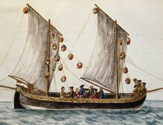 Venetiansk båt prydd för Frälsarens högtid, av Jan Grevenbroeck (1731-1807), akvarell, Italien