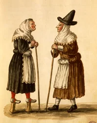 Venetianska masker i bruk på 1500-talet, akvarell av Giovanni Grevembroch, Italien