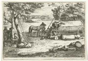Landskap med vagn och figurer