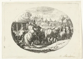 Armé och vagnar flyttar till staden Militära scener från livet av Ludvig XIV, kung av Frankrike (serietitel)