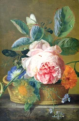 En korg med blommor, 1740-45