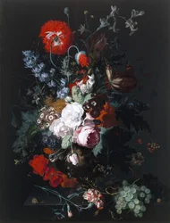 Stilleben av blommor och frukt, c.1715