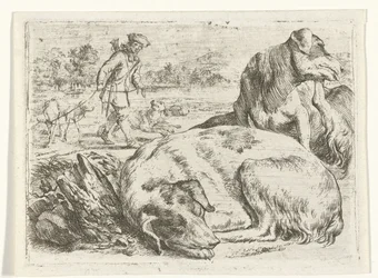 Jägare med sina hundar