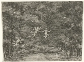 Scendekor med änglar på natthimlen