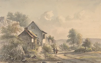 Byscen med figurer, 1800-talet.