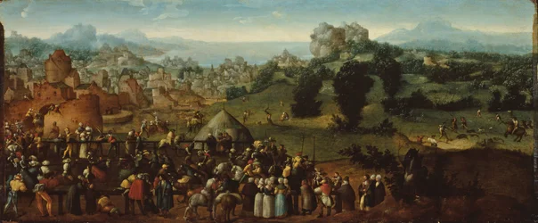 Landskap med tornerspel och jägare