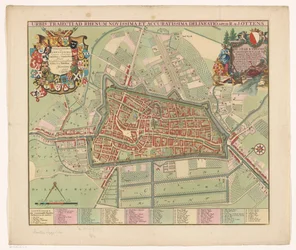 Plattgrund från staden Utrecht Den senaste och mest exakta ritningen av staden som korsar Rhen (titel på objekt)