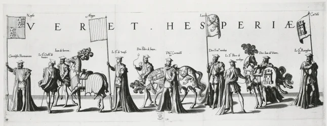 Kastiliens och Leons vapen vid kejsar Karl Vs begravningsprocession 1559