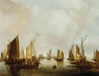 Nederländska: Fartyg i en flodmynning En Sea-Port