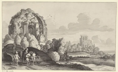 Resenärer vid Temple of Minerva Medica i Rom Landskap efter Pieter de Molijn (serietitel)