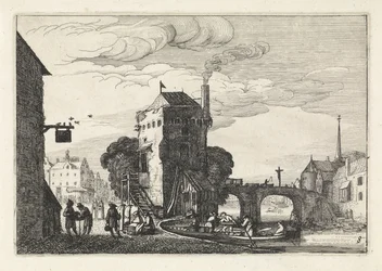 Stadsbild med en bro över en flod Landskap (serietitel) Amenissimae aliquot requculae (serietitel)