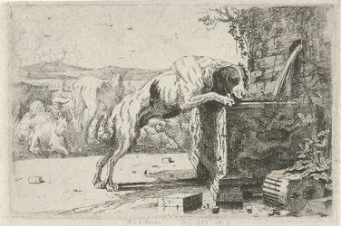 Hund vid en fontän Djur (serietitel) Zoographiam (serietitel)