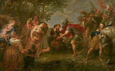 Jakob träffar sin bror Esau (olja på duk)