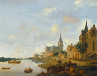 Rhen vid Emmerich med St Martins kyrka ...