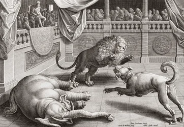 Alexander den store tittar på djur slåss, 1500-talet