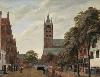 Utsikt över Oude Delft-kanalen, Delft, ca 1660