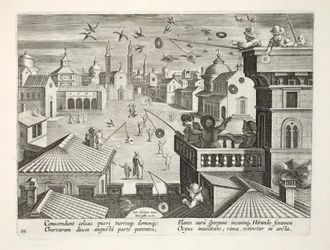 Att fånga svalor med spegelvända skivor med hål, skylt 77, illustration från 