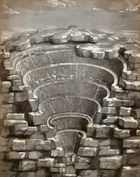 Karta över helvetet, illustration ur Dantes Inferno, 1587