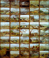 Djur Tabell som visar fack som motsvarar olika djurarter. Målning av Jan Van Kessel (1626-1679) 1600-talets Madrid, Pradomuseet