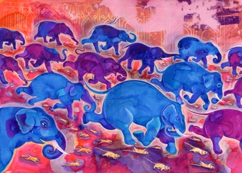 Elephants, 1998, (bläck och gouache)