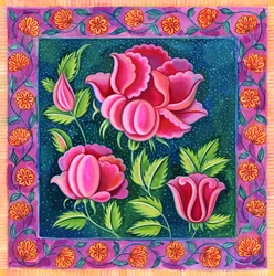 Rosa blommor, 1997, (bläck och gouache)