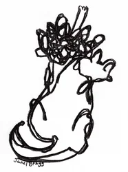 Rosetta Cat in Motion, ca 2025 (kol på papper)