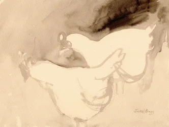 Schuh Farm Chickens, ca 2019 (tusch på papper)