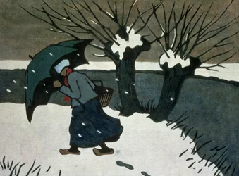 The Snow Storm (träsnitt på papper)