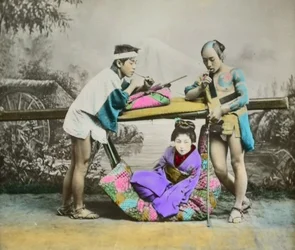 Handfärgat japanskt albumintryck, c.1880
