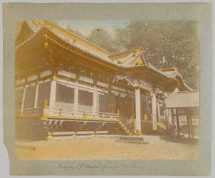 Tōshō-gū, Nikko, Japan (handfärgat svartvitt foto)