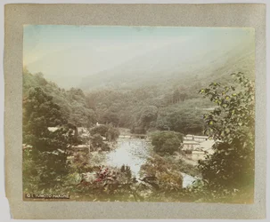 Yumoto Hakone, Kanagawa Prefecture (handfärgat svartvitt foto)