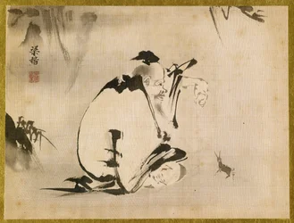 A Taoist Immortal, ca 1816-28 (bläck och färger på siden)