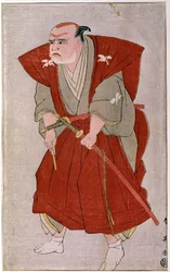 Ett japanskt tryck av teaterskådespelare från 1800-talet. Paris, Guimet Museum, Asian Arts Museum
