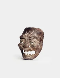 En Gigaku-mask i trä (trä)