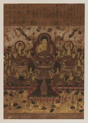 Buddhistisk målning, 1392-1573 (bläck & polykrom färg på papper)