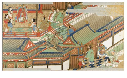 Kinesisk hovscen i Yamato-e-stil