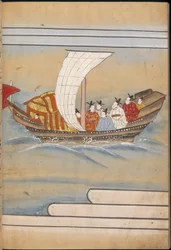 Kinesiska sändebud i en båt, illustration från 