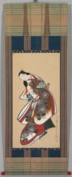 Courtesan, tidigt 1700-tal (hängande rulla, bläck och färg på papper)