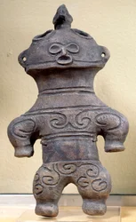 Dogū-statyett, Japan, höjd 20 cm, neolitikum, Jōmonperioden