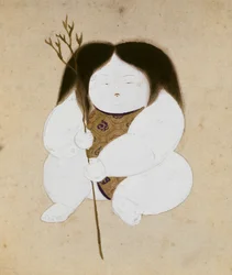 Gosho Ningyo (hovdocka: flicka), sent 19:e
århundradet (färg på siden)