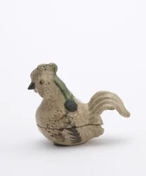 Rökelseskrin i form av sittande tupp, i Oribe-stil, möjligen Aichi-prefekturen, Edo-period (keramik)