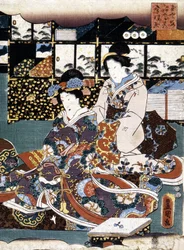 Japanskt tryck: två kvinnor, n.d.