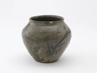 Burk med design av vass, Saga-prefekturen, Momoyama-perioden, sent 1500-tidigt 1600-tal (stengods med järnpigment under fältspatisk glasyr)