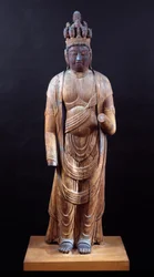 Juichimen Kannon (elvahövdad Kannon), Heian-perioden, tidigt 1000-tal (solid träblockskonstruktion med spår av polykrom)