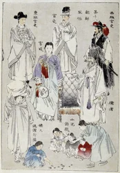 Korea: adelsmännens traditionella dräkter - japanskt tryck