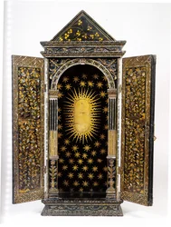 Namban Christian bärbar helgedom, designad för att innehålla en religiös statyett, Momoyama-period (lack) (se även 996356-7)